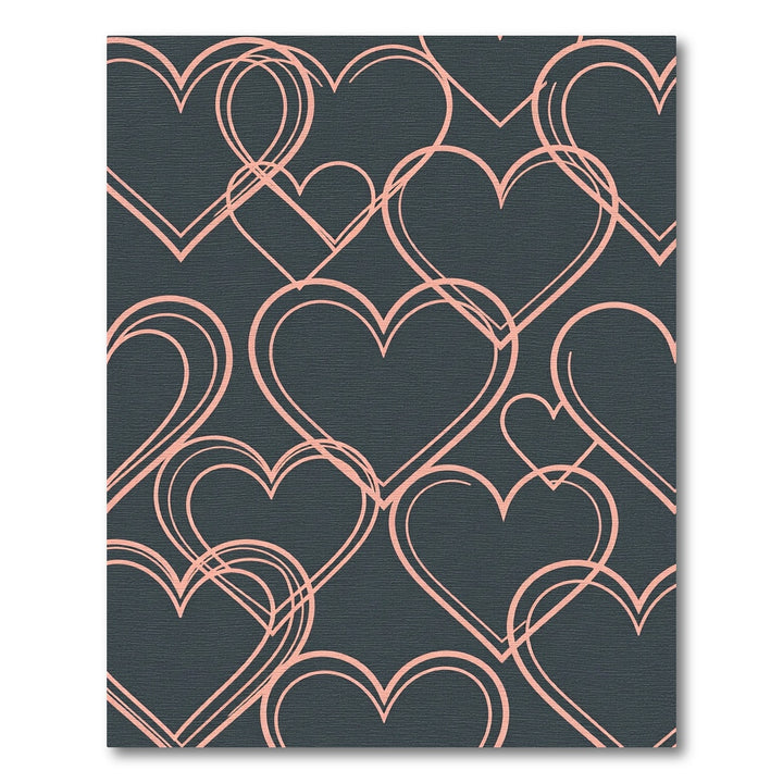 Pink Hearts Dark Gray Abstract Rug