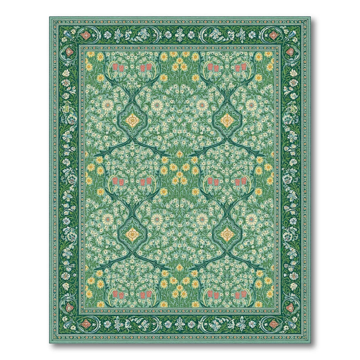 Green Floral Vintage Area Rug