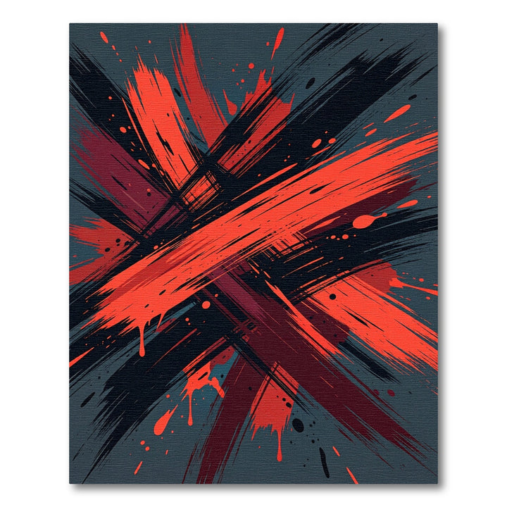 Crimson Scarlet Brush Stroke Explosion Rug