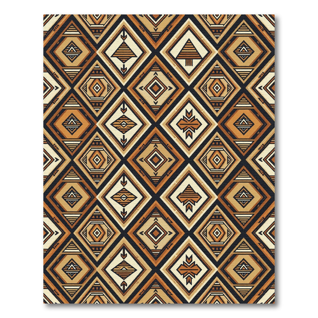 Geometric Earth Tone Diamond Rug