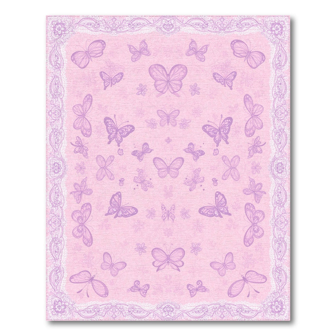 Butterfly Pink Butterfly Floral Area Rug