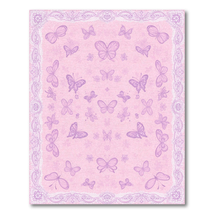 Butterfly Pink Butterfly Floral Area Rug
