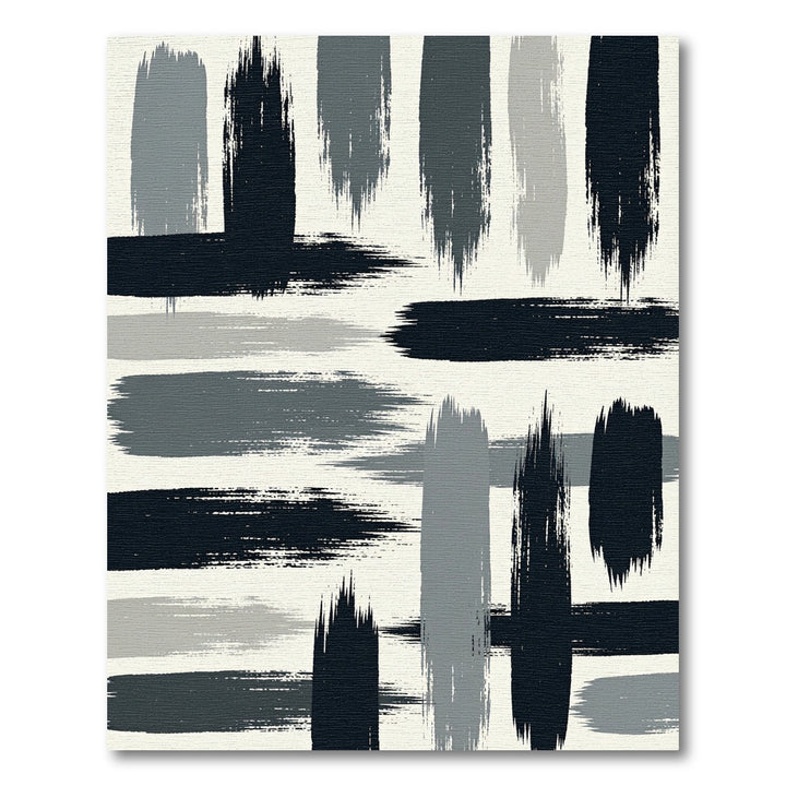 Abstract Brushstrokes Gray Black Rug