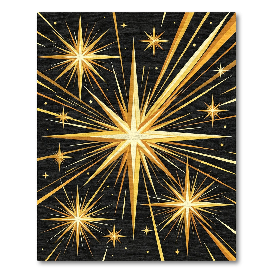 Golden Starburst Abstract Rug