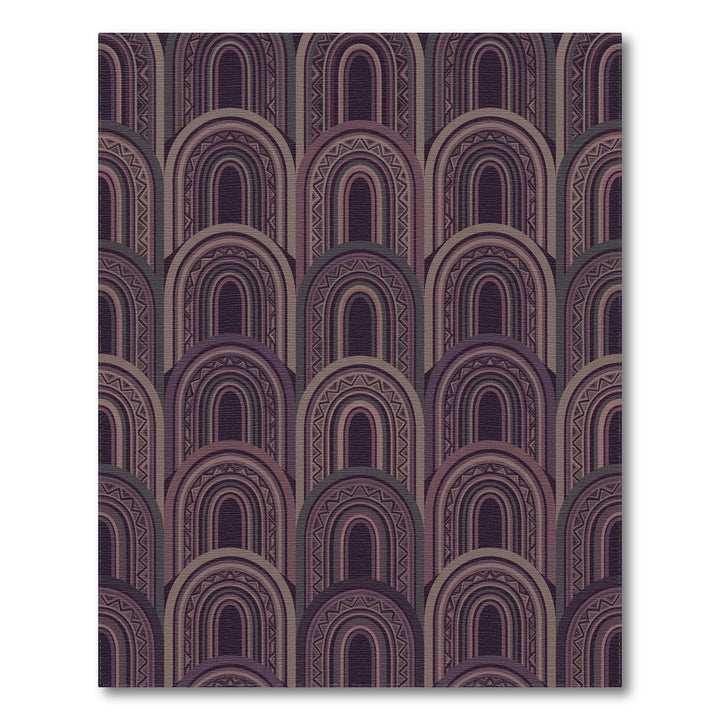 Dark Purple Arc Chevron Stripe Rug