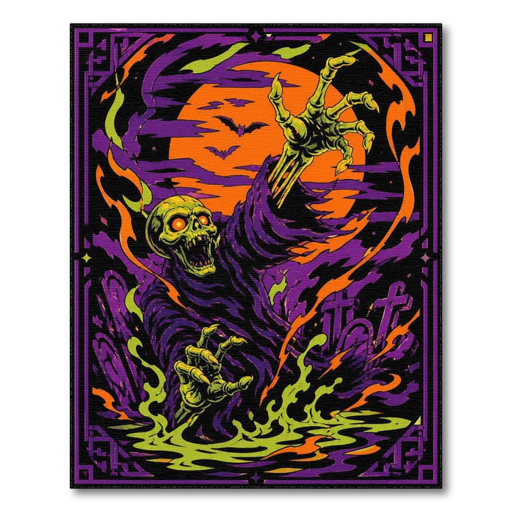 Neon Zombie Skeleton Rising Area Rug