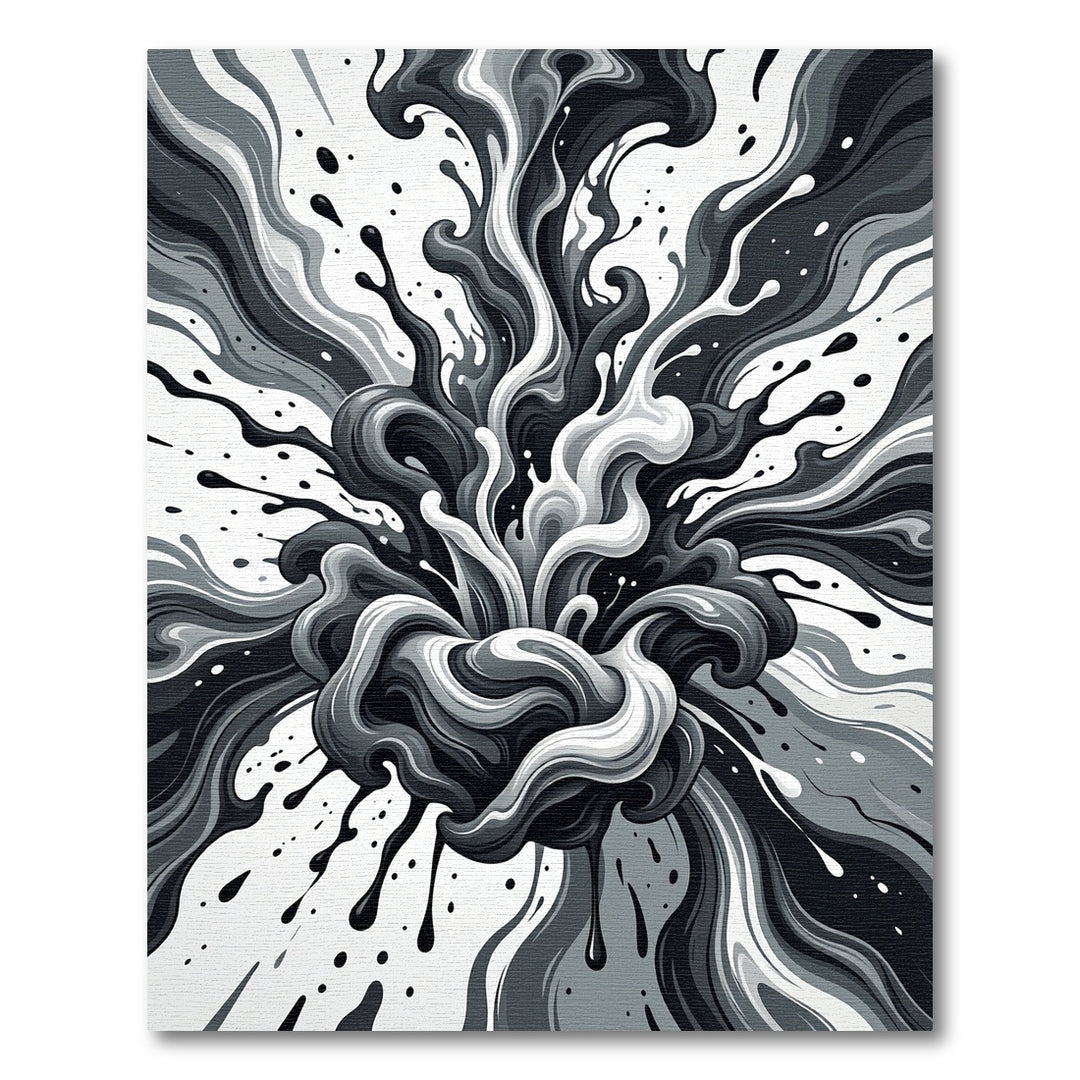 Dramatic Splash Monochrome Swirls Rug