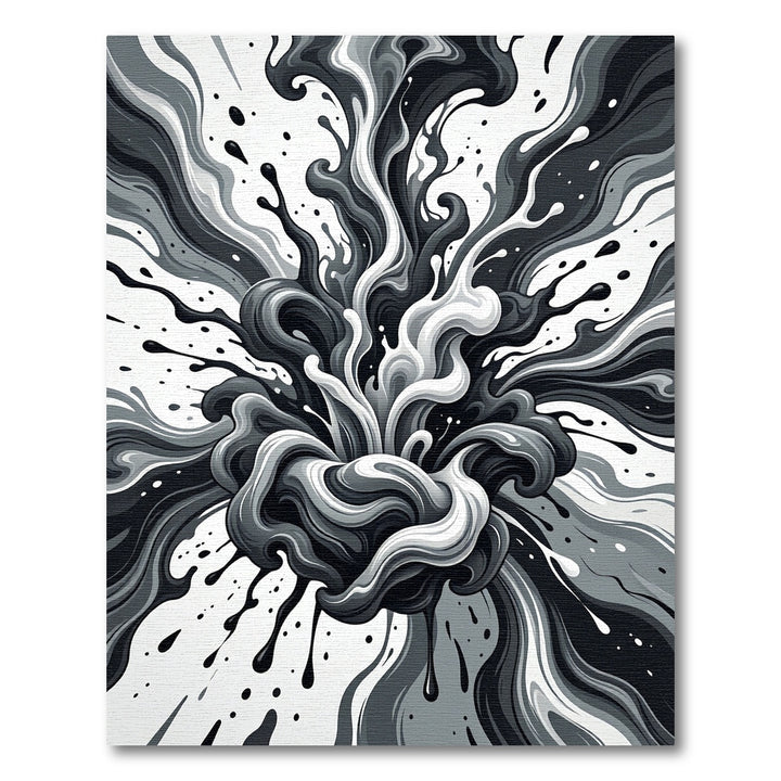 Dramatic Splash Monochrome Swirls Rug