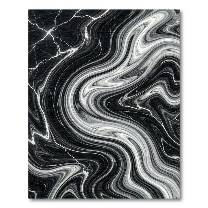 Abstract Black White Marble Swirl Rug