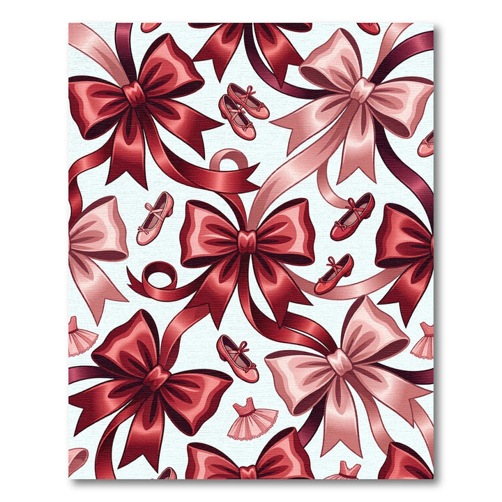 Red Pink Satin Bow Ballet Flats Rug