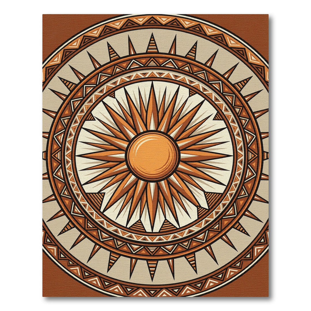 Orange Sunburst Mandala Rug