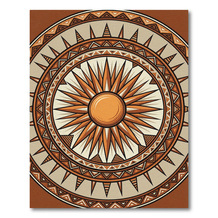 Orange Sunburst Mandala Rug