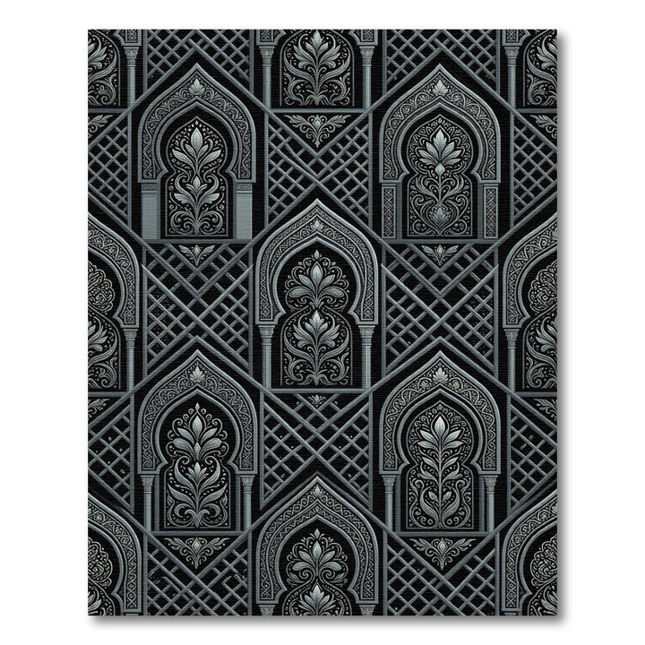 Monochromatic Arabesque Arch Lattice Rug