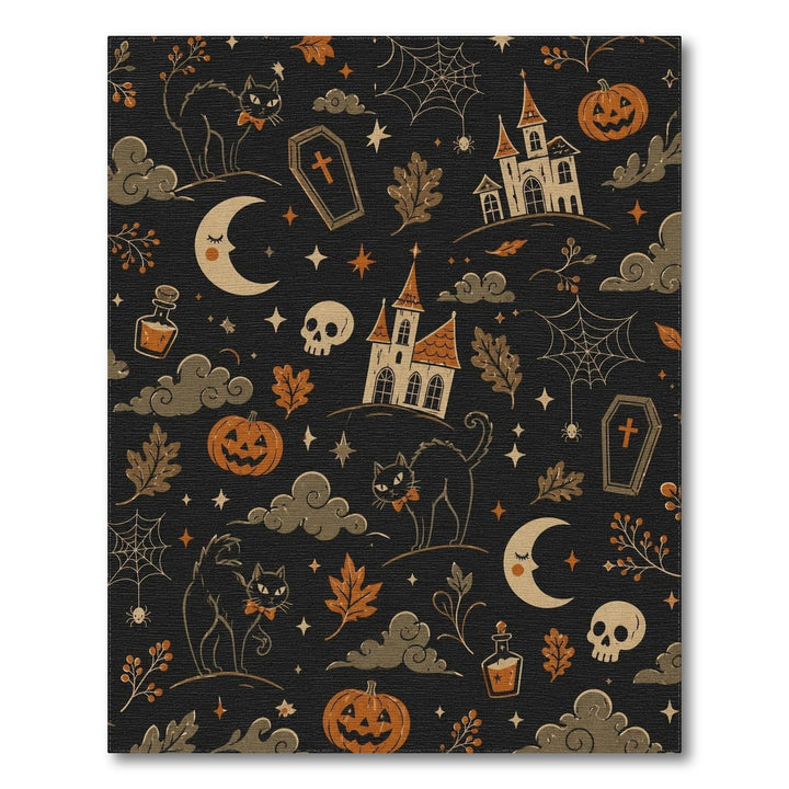 Spooky Halloween Black Cat Area Rug
