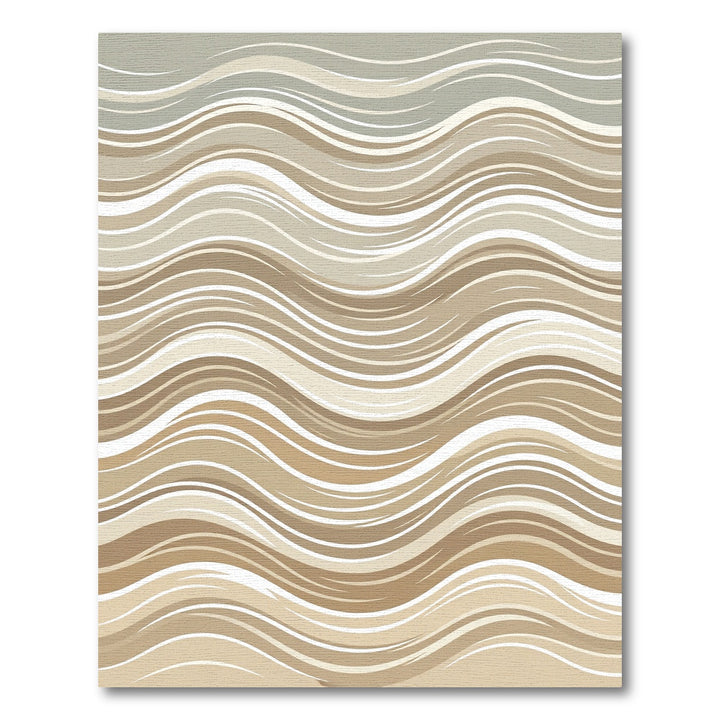 Beige and White Abstract Wave Rug