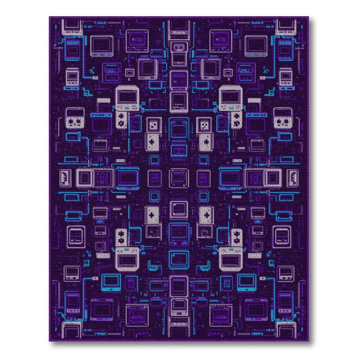 Purple Pixel Gaming Area Rug