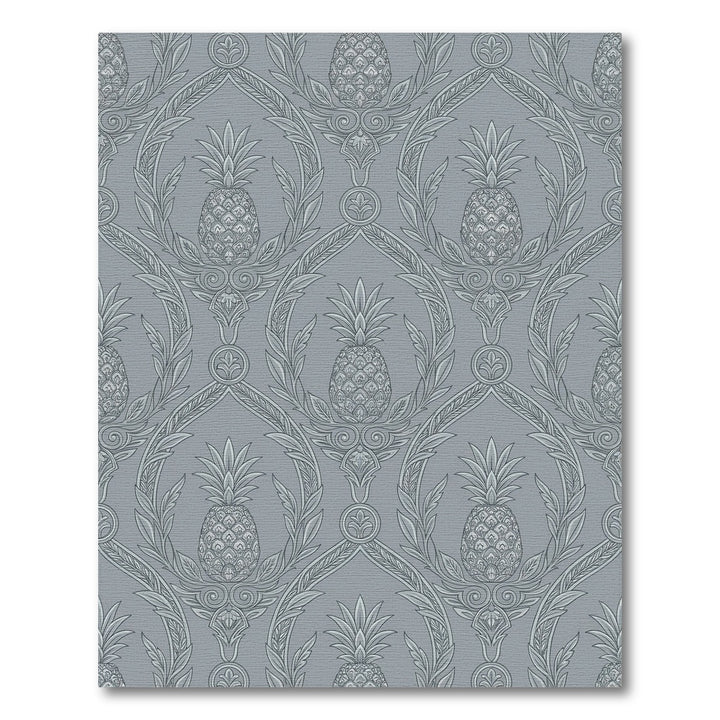 Gray Pineapple Damask Vine Rug