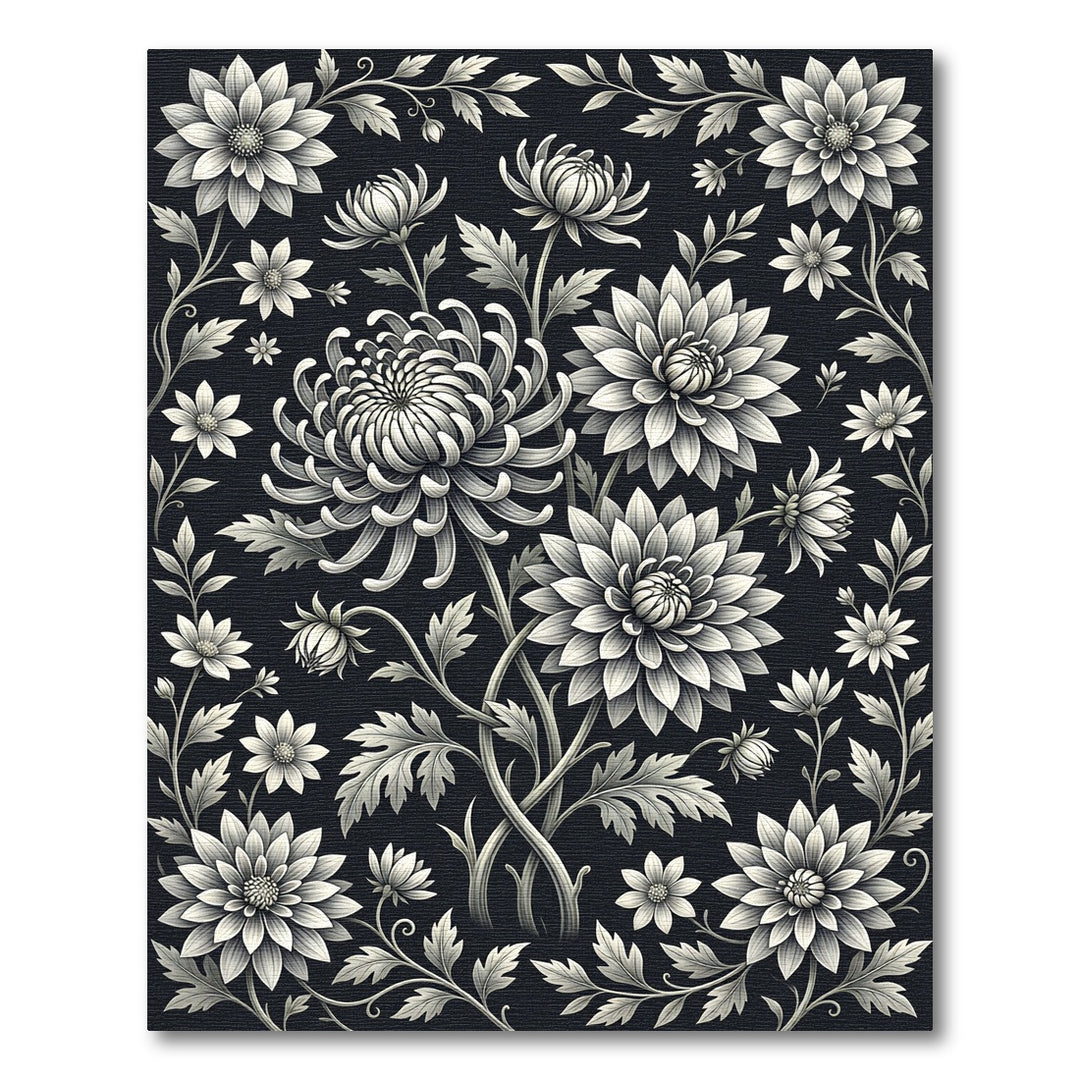 Artistic Black Cream Floral Blossom Rug