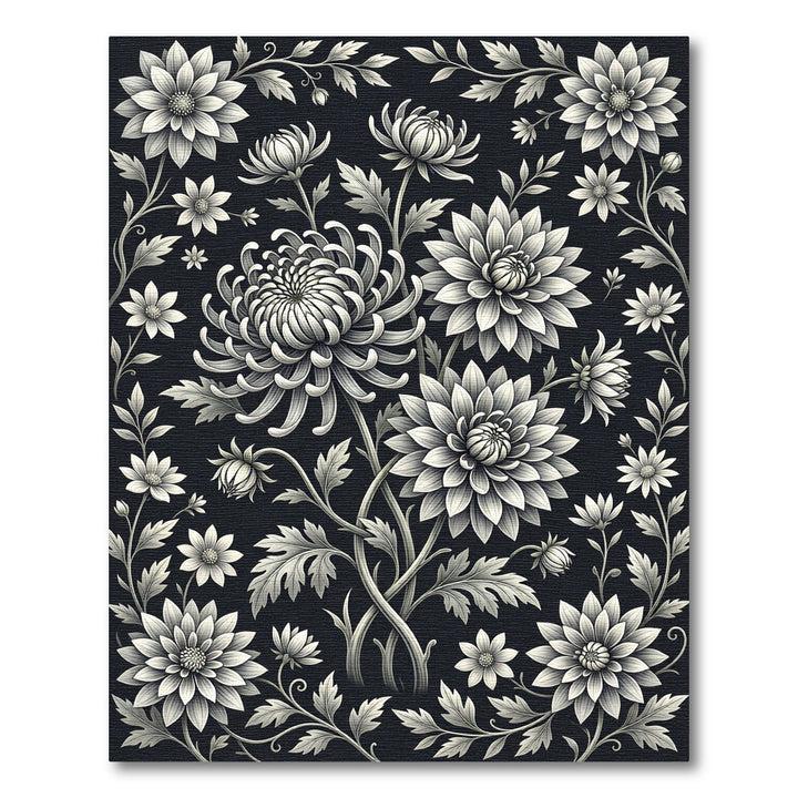 Artistic Black Cream Floral Blossom Rug