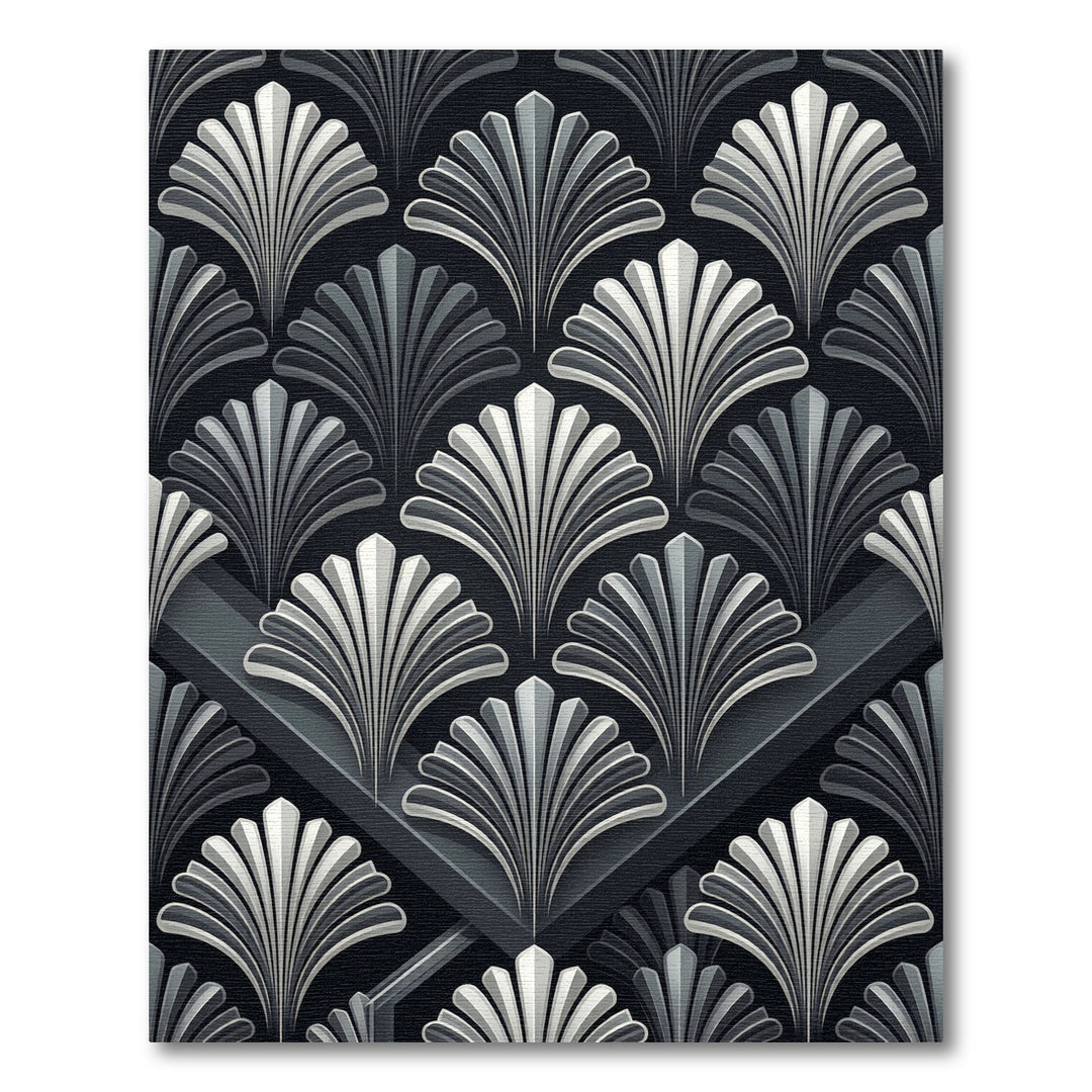 Art Deco Black Fan Area Rug