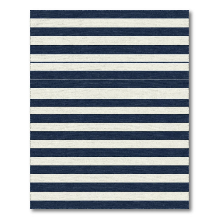 Classic Navy Cream Horizontal Stripes Rug