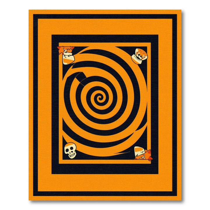 Orange Spiral Skull Washable Area Rug