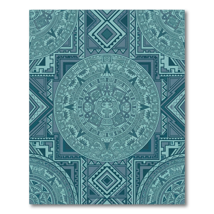 Teal Sun Stone Geometric Medallion Rug