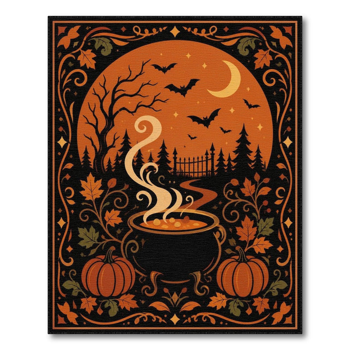 Halloween Cauldron Orange Area Rug