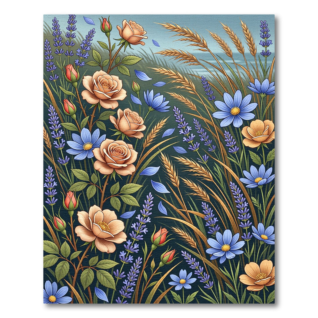 Peachy Rose Lavender Wheat Field Rug