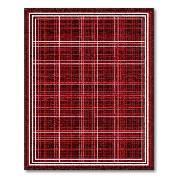Red Modern Grid Area Rug