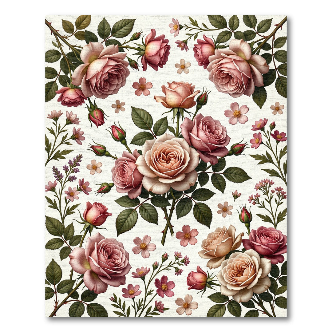 Romantic Pink Rose Floral Garden Rug