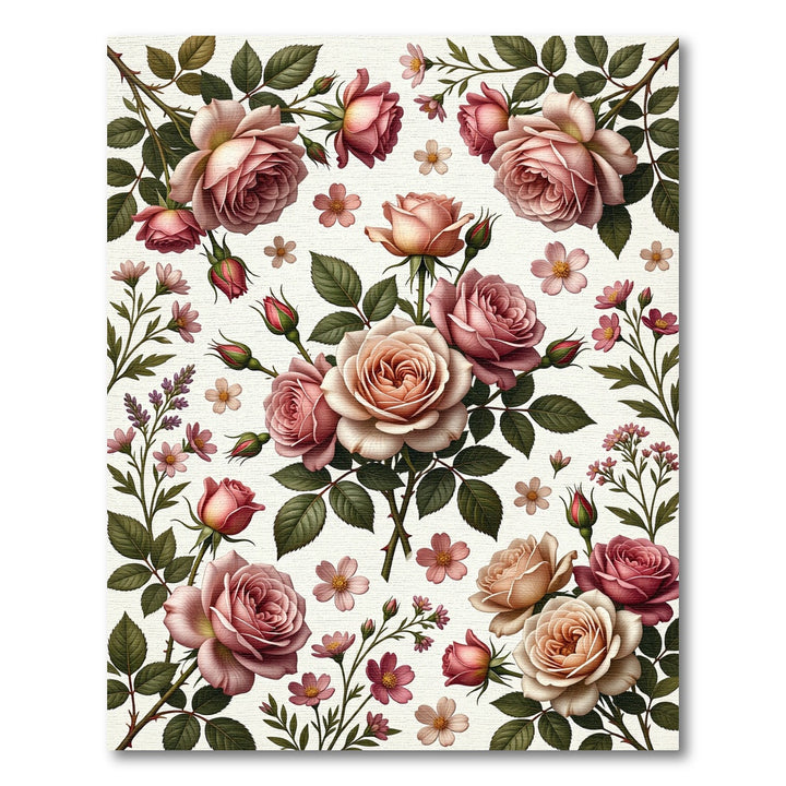 Romantic Pink Rose Floral Garden Rug