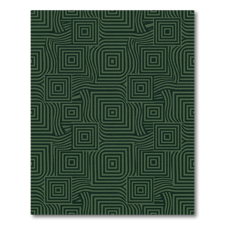 Optical Illusion Squares and Waves Rug