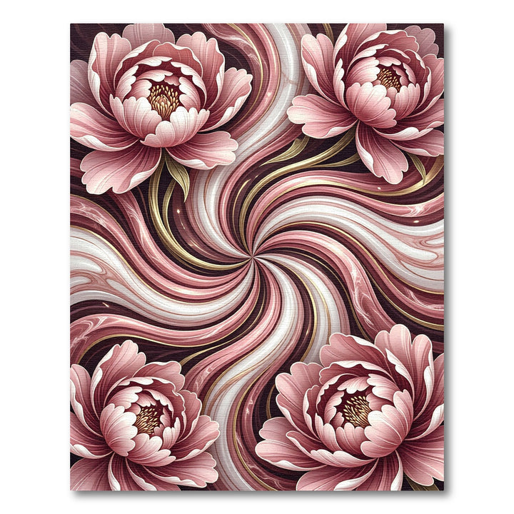 Pink Peony Swirl Marbling Rug