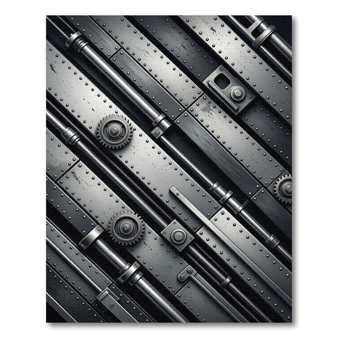 Industrial Metal Gear Rivet Rug