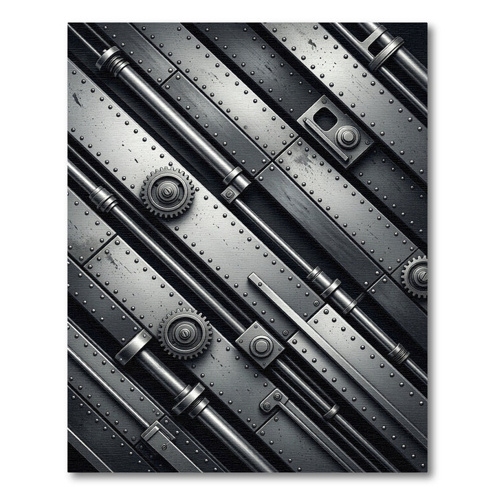 Industrial Metal Gear Rivet Rug
