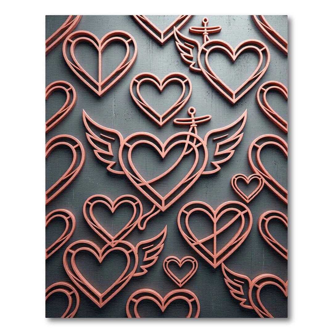 Salmon Heart Winged Motif Rug
