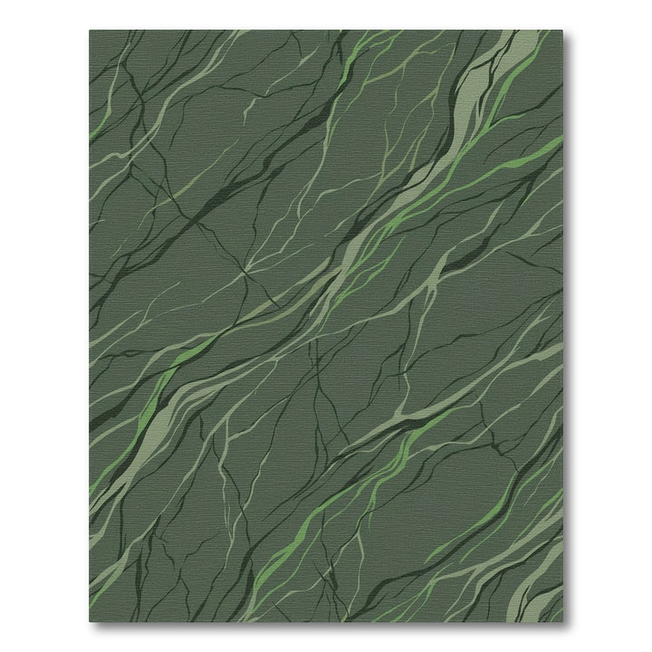 Earthy Green Abstract Root Twig Rug