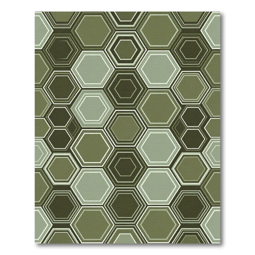 Hexagonal Geometric Mid-Century Modern Rug