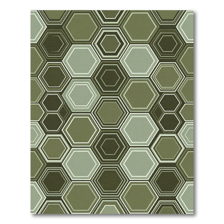 Hexagonal Geometric Mid-Century Modern Rug