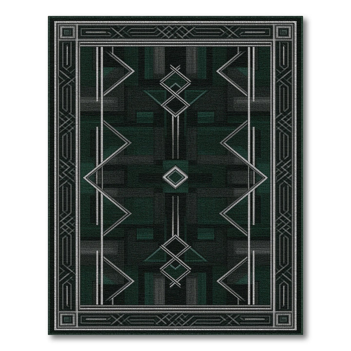 Dark Green Geometric Area Rug