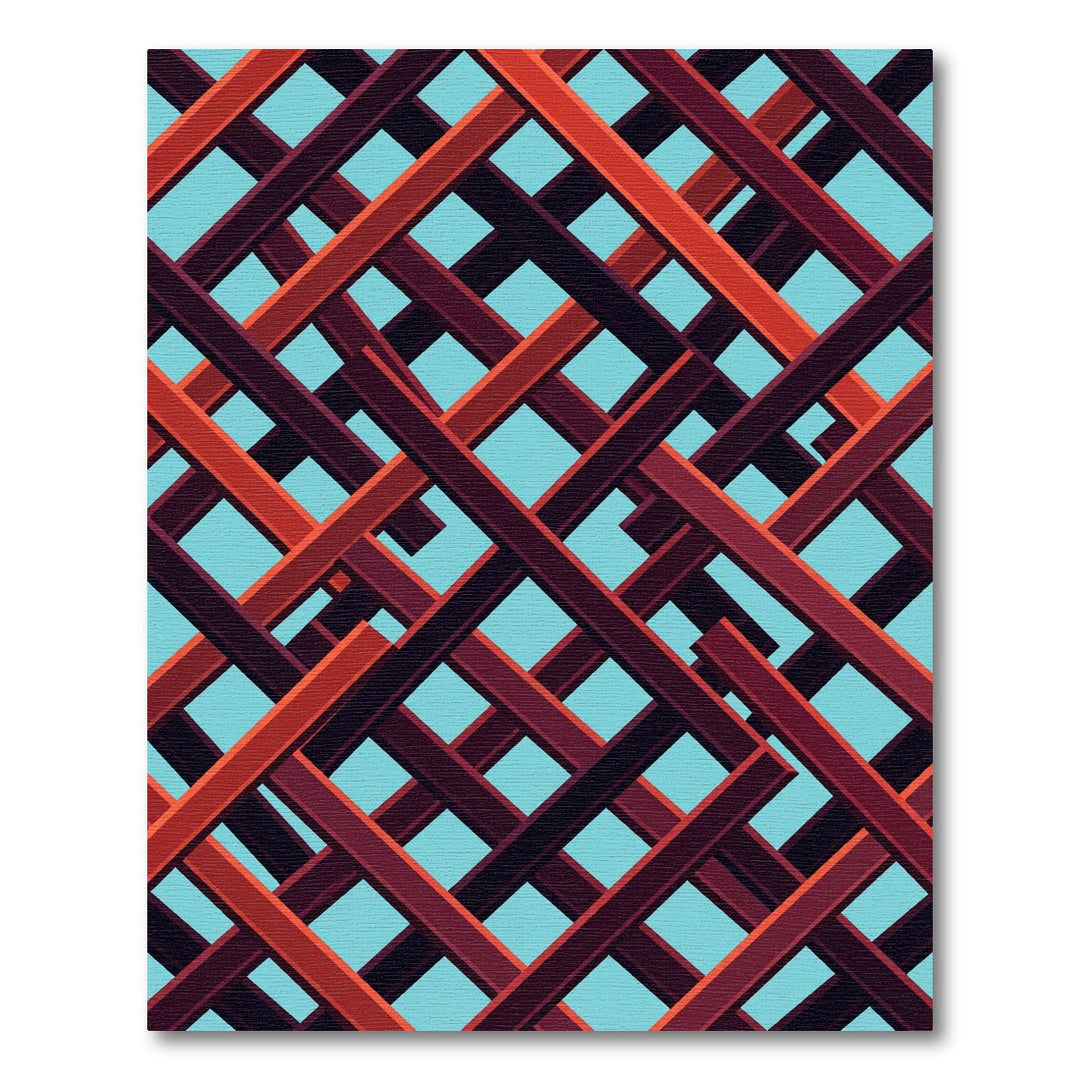 Crimson Intersecting Diagonal Beams Rug