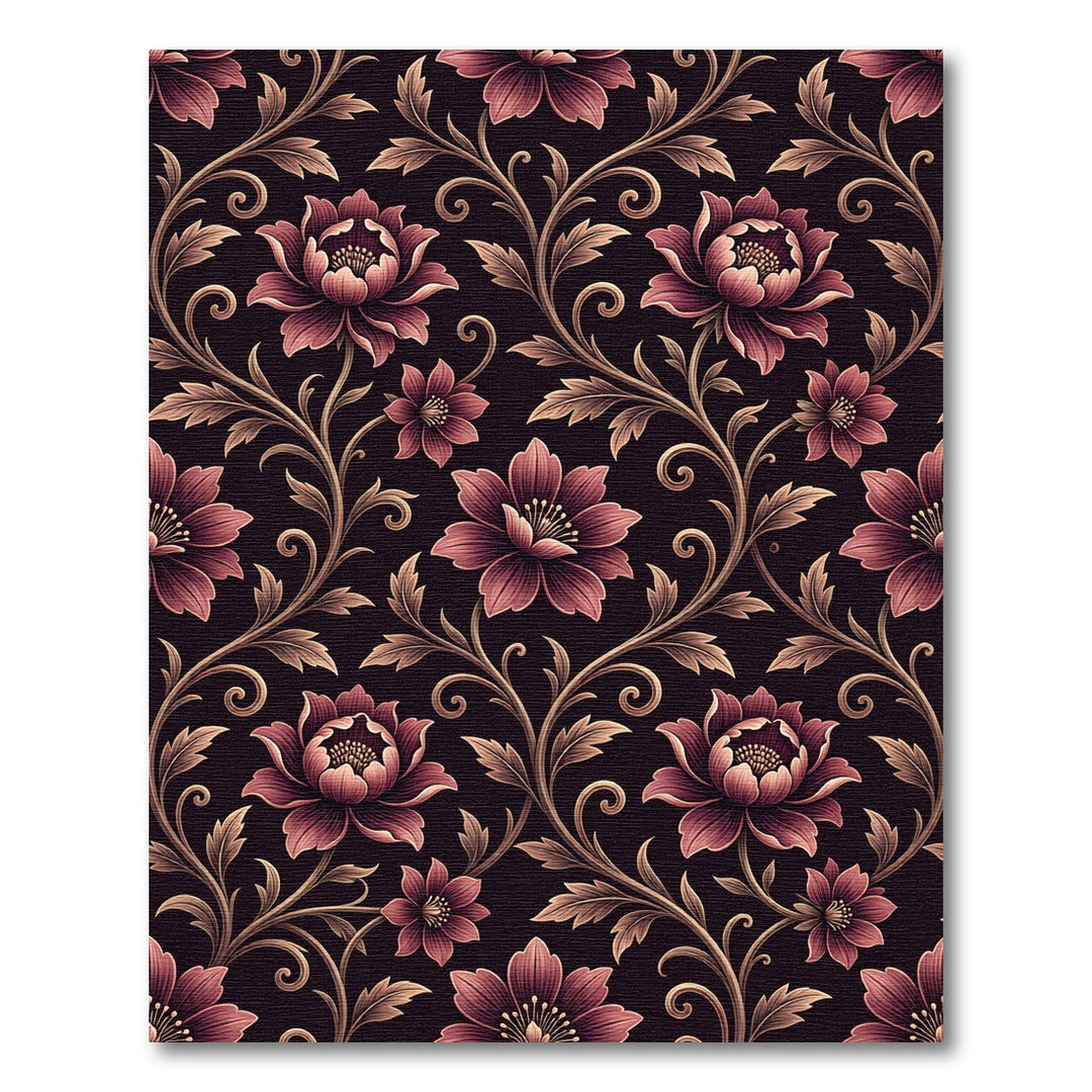 Victorian Crimson Peony Vine Rug