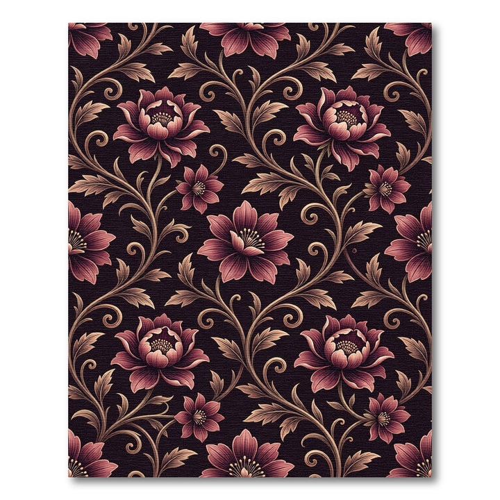 Victorian Crimson Peony Vine Rug