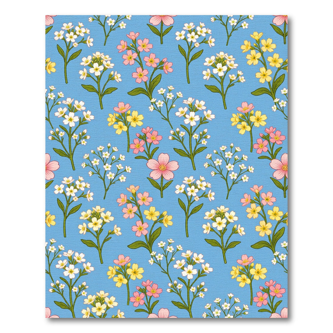 Pastel Pink Yellow Tiny Flower Cluster Rug