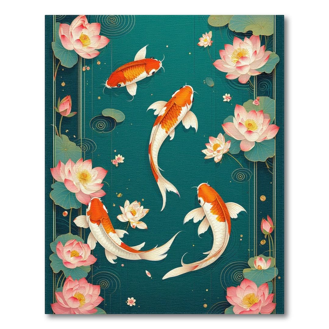 Teal Koi Lotus Washable Area Rug