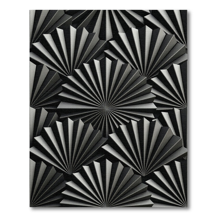 Geometric Fan Fold Black White Rug