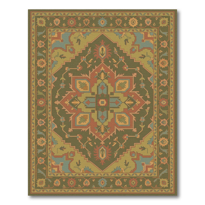 Earthy Rustic Floral Medallion Rug