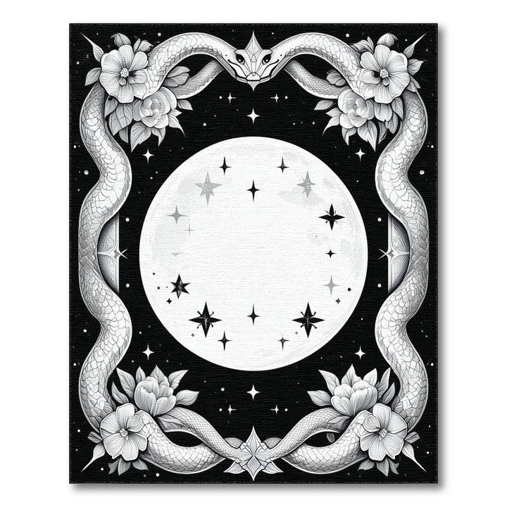 Twin Serpent Moon Black White Area Rug
