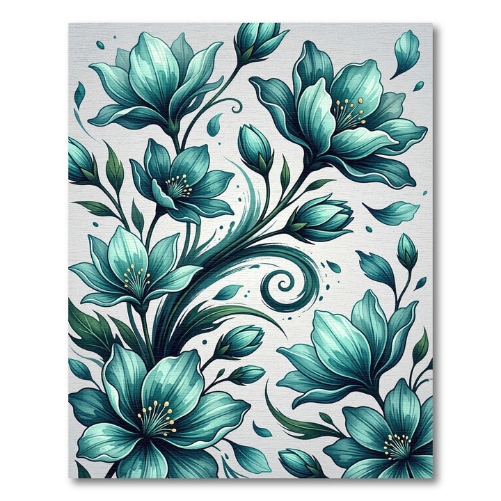 Teal Magnolia Blossom Area Rug